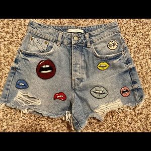 ZARA Hi-Rise Ripped Denim Short